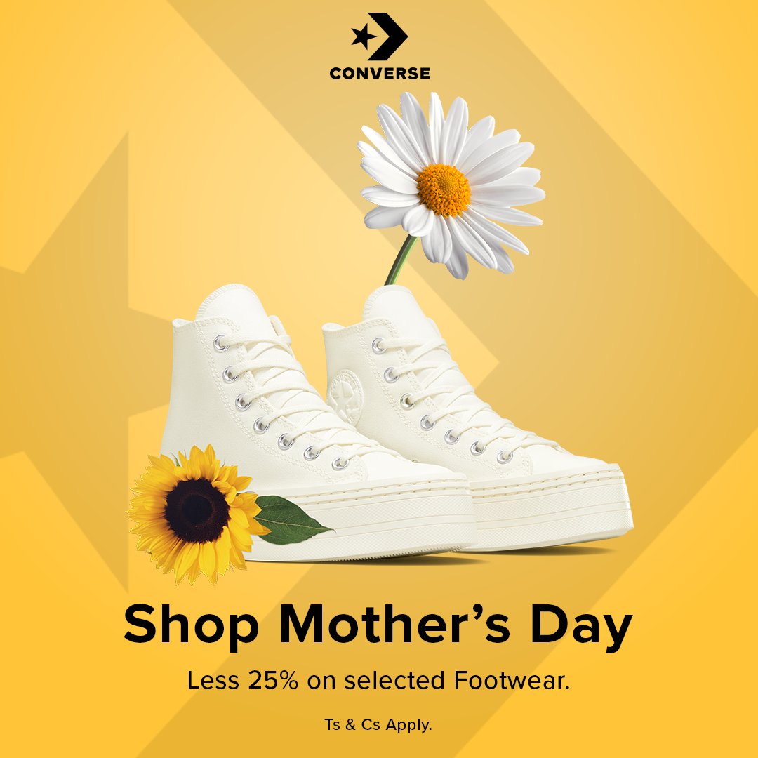 This Mother’s Day shop the most stylish and iconic women’s footwear at @CONVERSE_ZA for 25% less from now until 12 May. Ts & Cs apply. #IconicSandton #IconicMoms #MothersDay #CelebrateMomWithSandtonCity #Converse #ConverseSA #CreateNext