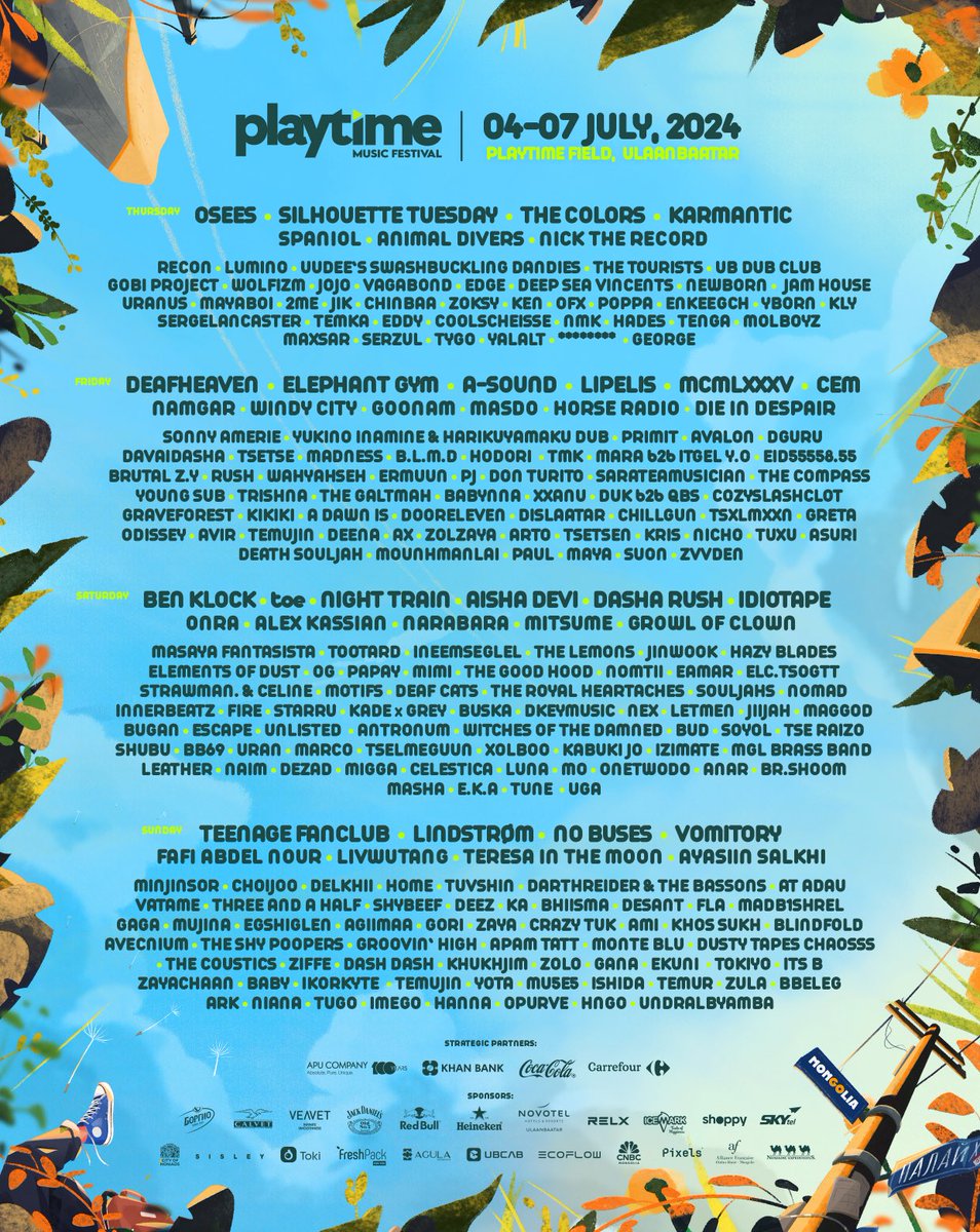 We are very excited to be heading to Ulaanbaatar in Mongolia in July for the Playtime festival! Check out the final line up. Get tickets here: playtimefestival.com