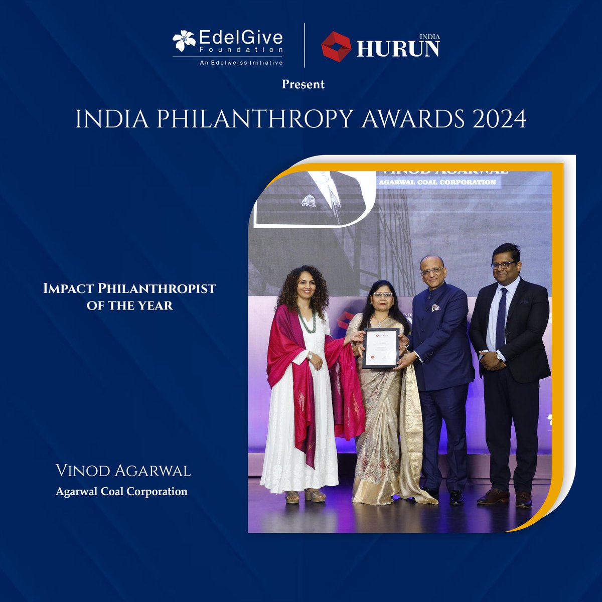 Vinod Agarwal, Balaji Sewarth Vinod Agarwal Foundation receiving the Impact Philanthropist of the year. #IndiaPhilanthropyAwards2024 #PhilanthropyIndia #GivingBackIndia #CelebrateGiving #IndiaGives #IPALive #HonoringHeroes #SocialImpactIndia