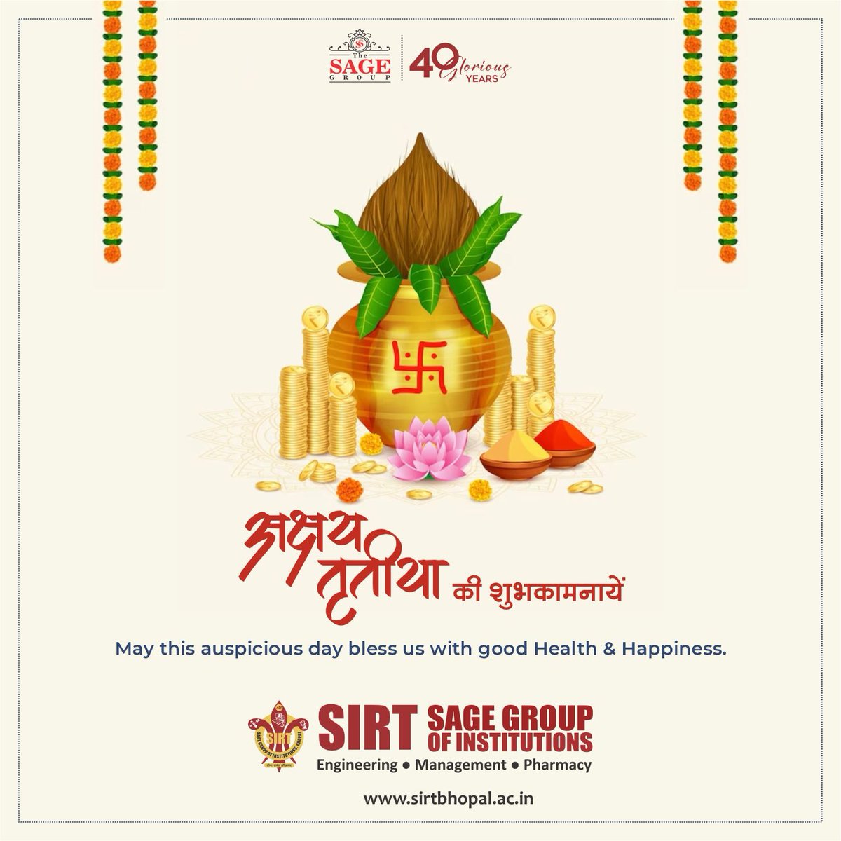 On this auspicious day of Akshaya Tritiya, may your Life be filled with Golden Opportunities and Prosperity 🌟💫

#festival
#akshaytritiya 
#chandanyatra
#god  
#buygold
#thesagegroup
#thesagebhopal