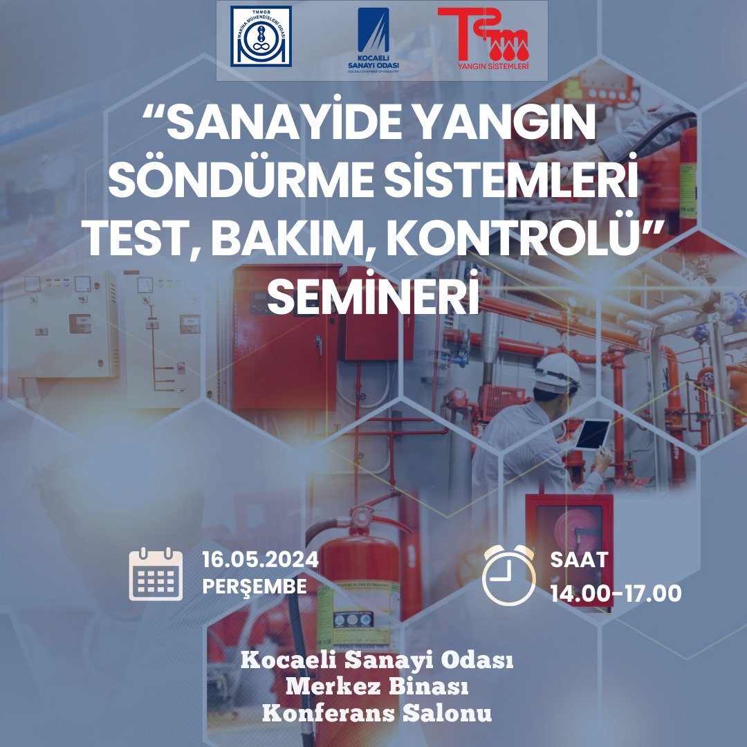 Odamız organizasyonunda, Makina Mühendisleri Odası Kocaeli Şubesi iş birliği ile gerçekleştireceğimiz ‘Sanayide Yangın Söndürme Sistemleri Test, Bakım, Kontrolü’ seminerimize katılımlarınızı bekleriz. Seminere ücretsiz kayıt için Tıklayınız ⤵️ kosano.org.tr/sanayide-yangi…