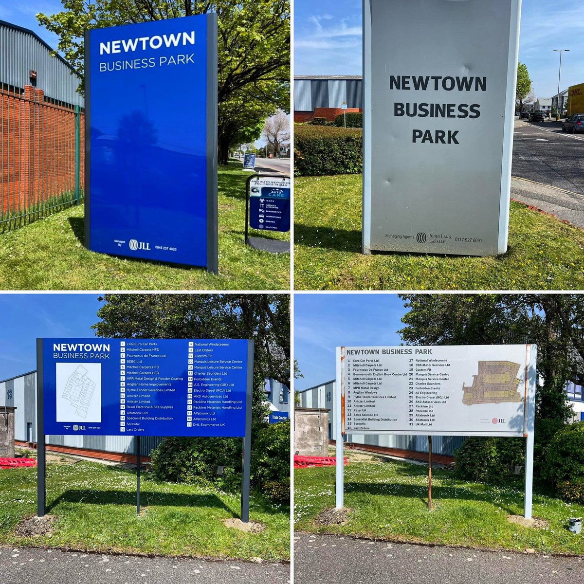 Down to Poole yesterday. For all new signage at Newtown. What a difference. Tired outdated signs on the right, replaced with new on the left now standing resplendent and proud to guide #sign #signs #signshop #signcompany #signdesign #signfabrication #signguy #signandgraphics