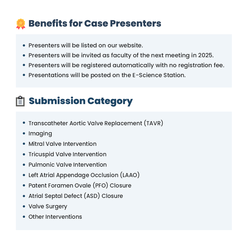 💡If you have a noteworthy case related to Valve & Structural Heart Disease that you would like to share, the #APVALVES2024 provides an excellent opportunity to showcase your findings! Submit your work to benefit from the extensive advantages we offer. 🔗bit.ly/4dCbZOv