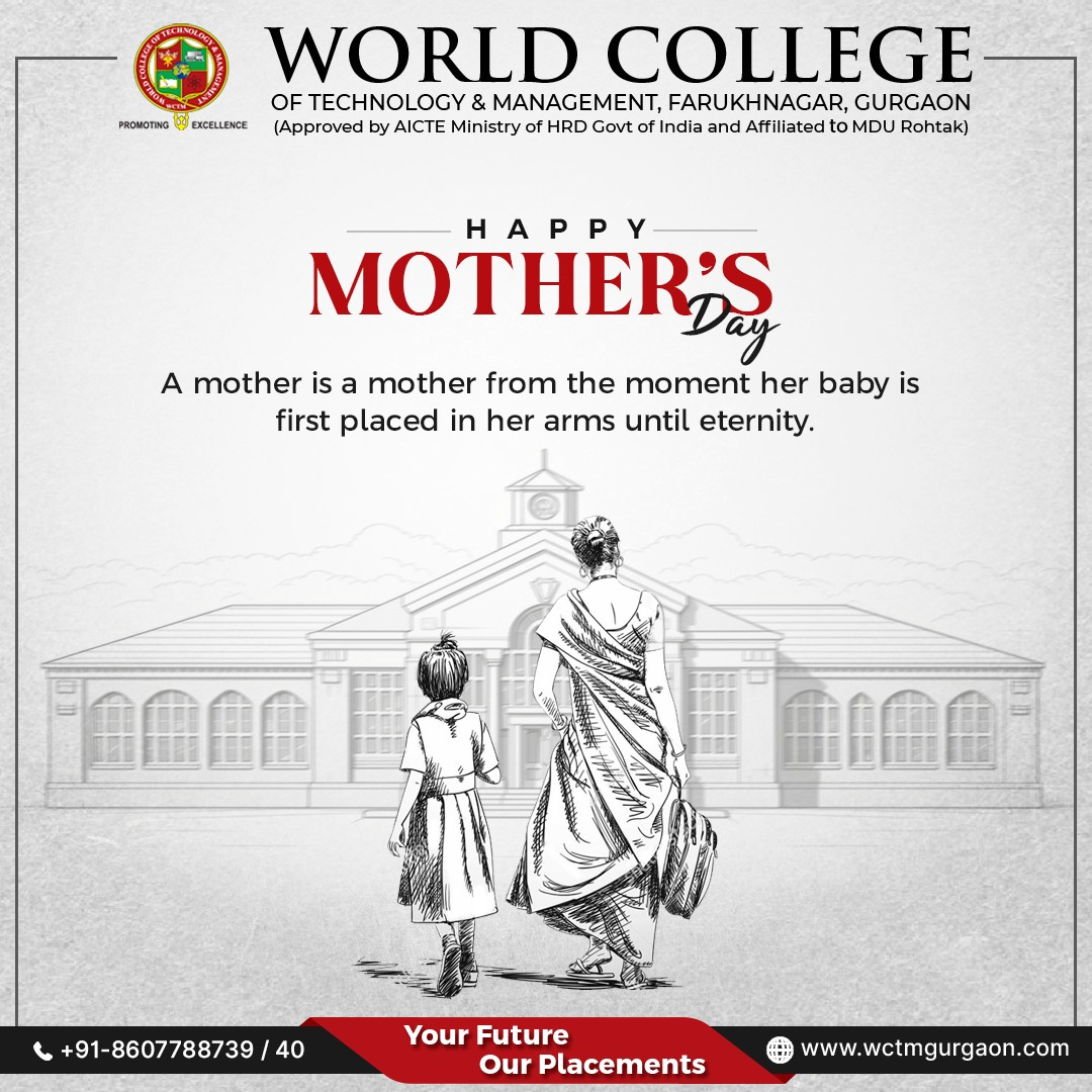 There’s nothing like a mother’s love to give us all the strength we need to succeed. Happy Mother’s Day.
.
.
#WCTM #WCTMGurgaon #MothersDay #MomLove #Gratitude #Motherhood #BrightFuture #college #students #career #learning #future #ready #Gurugram