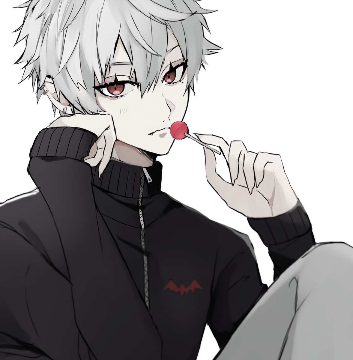 kuzuha (nijisanji) solo looking at viewer simple background long sleeves white background 1boy red eyes  illustration images