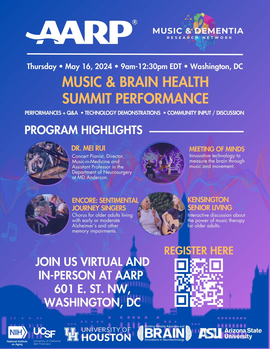 Register here to join us on May 16th for a day of Music, Song, and Movement: events.aarp.org/event/a8020503…

#research #brainhealth #dementia #musictherapy