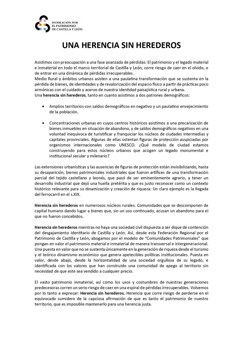 Federación por el Patrimonio de Castilla y León tweet media