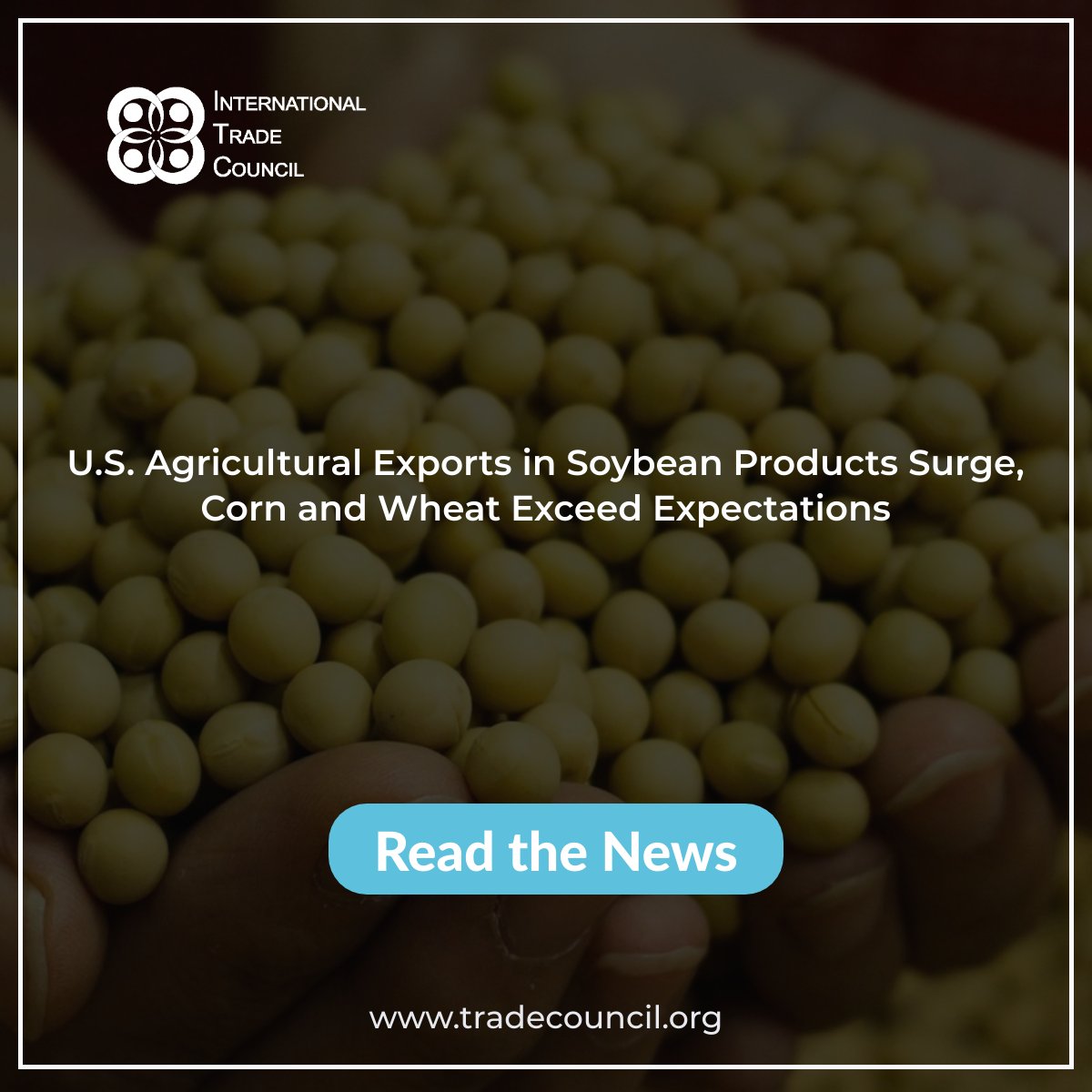 U.S. Agricultural Exports in Soybean Products Surge, Corn and Wheat Exceed Expectations
Read The News: tradecouncil.org/u-s-agricultur…
#ITCNewsUpdates #PositiveExports #AgriculturalSuccess #USExportGrowth #MarketResilience #GlobalDemand #InternationalTrade