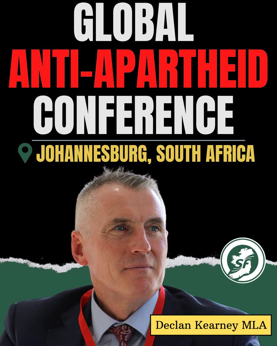 @sinnfeinireland National Chairperson @DeclanKearneySF is travelling to Johannesburg, South Africa to address a ‘Global Anti-Apartheid Conference on Palestine’, taking place between 10-12 May 2024. 👉 vote.sinnfein.ie/kearney-to-add…