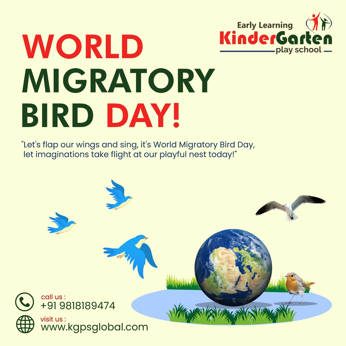 Let's flap our wings and sing, it's World Migratory Bird Day, let imaginations take flight at our playful nest today!
#kgpsglobal #kindergarten #kindergartenlife #kindergartenready #kidsplay #StudySmarter #migratory #MigratoryBirdDay #migratoryspecies #bird #migratoryshorebirds
