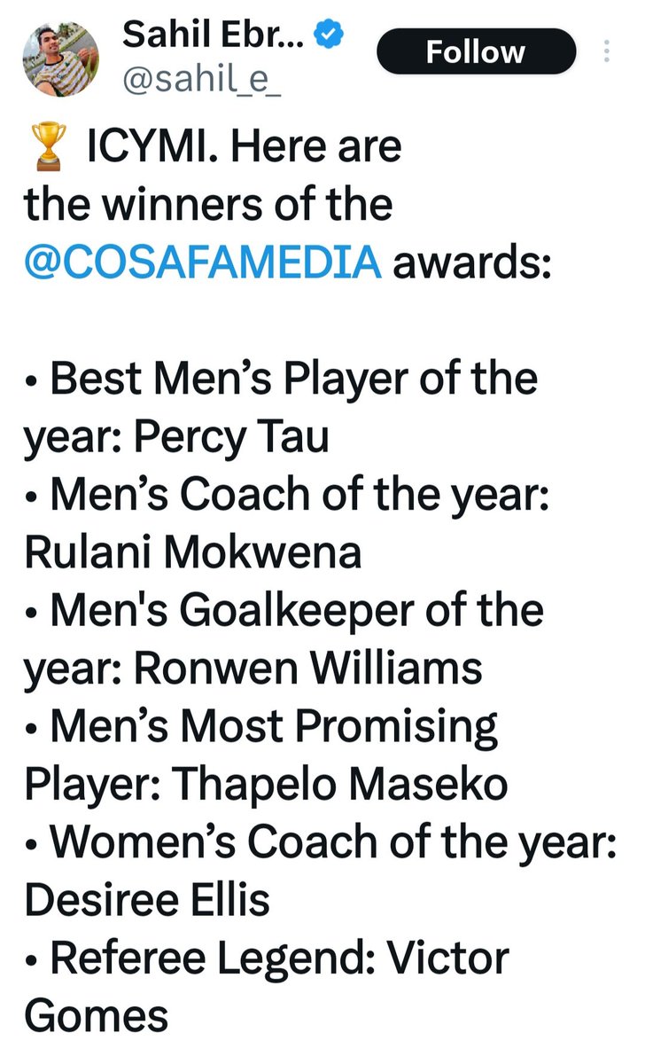 When we tell Pirates fans that Maswanganyi's standing on the ball theatrics won't win him POTS they think it's banter..where was he last night at #COSAFAAwards2023 🤣