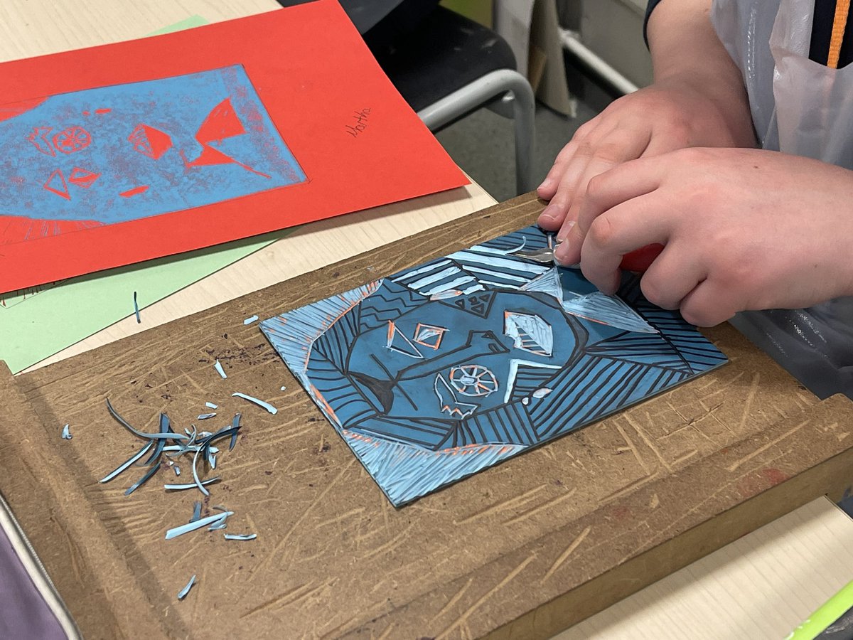 This half-term Year 8 are producing stunning reduction lino prints in Art. Work inspired by Picasso and the cubist art movement. Wonderful skill on show. Well done all! #picasso #lino #printing #proud #beckfootart #worldclass