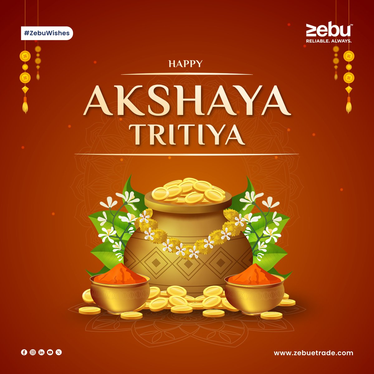 Here's to a day of infinite blessings and eternal prosperity!  Happy Akshaya Tritiya to all, may your lives be filled with abundance and joy!

#AkshayaTritiya #BlessingsGalore #Blessings #FestiveVibes #zebu #simplifywithmynt #zebuwishes #akshayatritiya