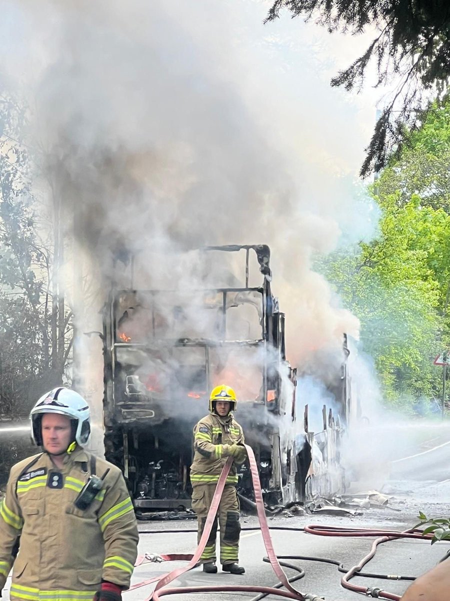 #H07P4  and Grayshott crew second in attendance at a Bus Fire in Bordon yesterday afternoon.