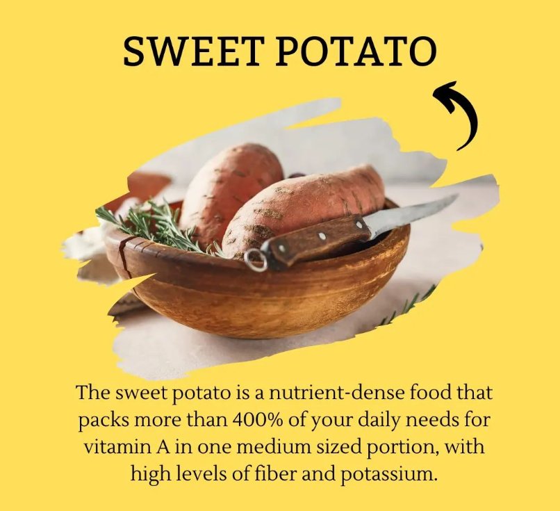 Sweet potatoes are a great way to get your daily dose of antioxidants and anthocyanins. Sweet potatoes also contain more than 50 other nutrients, including beta-carotene, which may help protect against certain cancers! #Nutrition #Diet #Food #Health #Vitamins