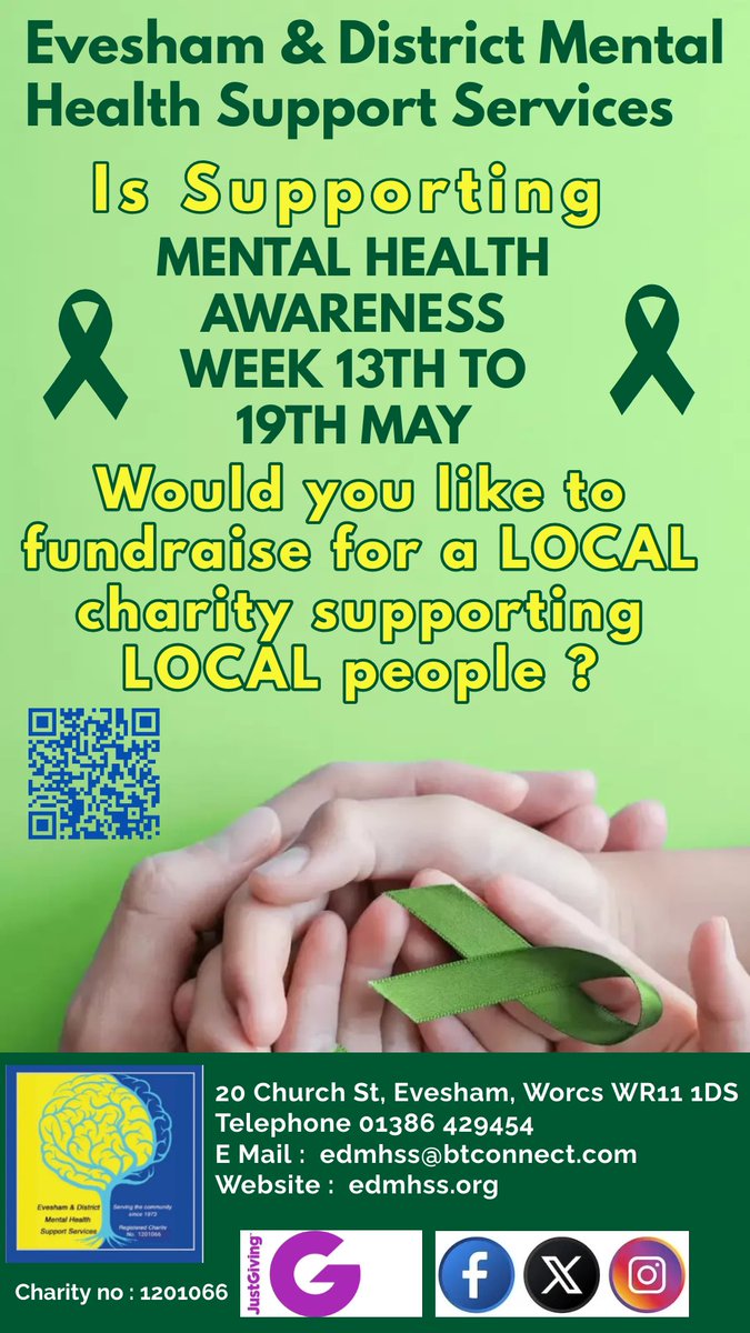 Mental health Awareness Week 13th to 19th May - follow us for support 💚

#MentalHealthAwarenessWeek #Charity #supportlocal #EDMHSS4 #evesham

edmhss.org