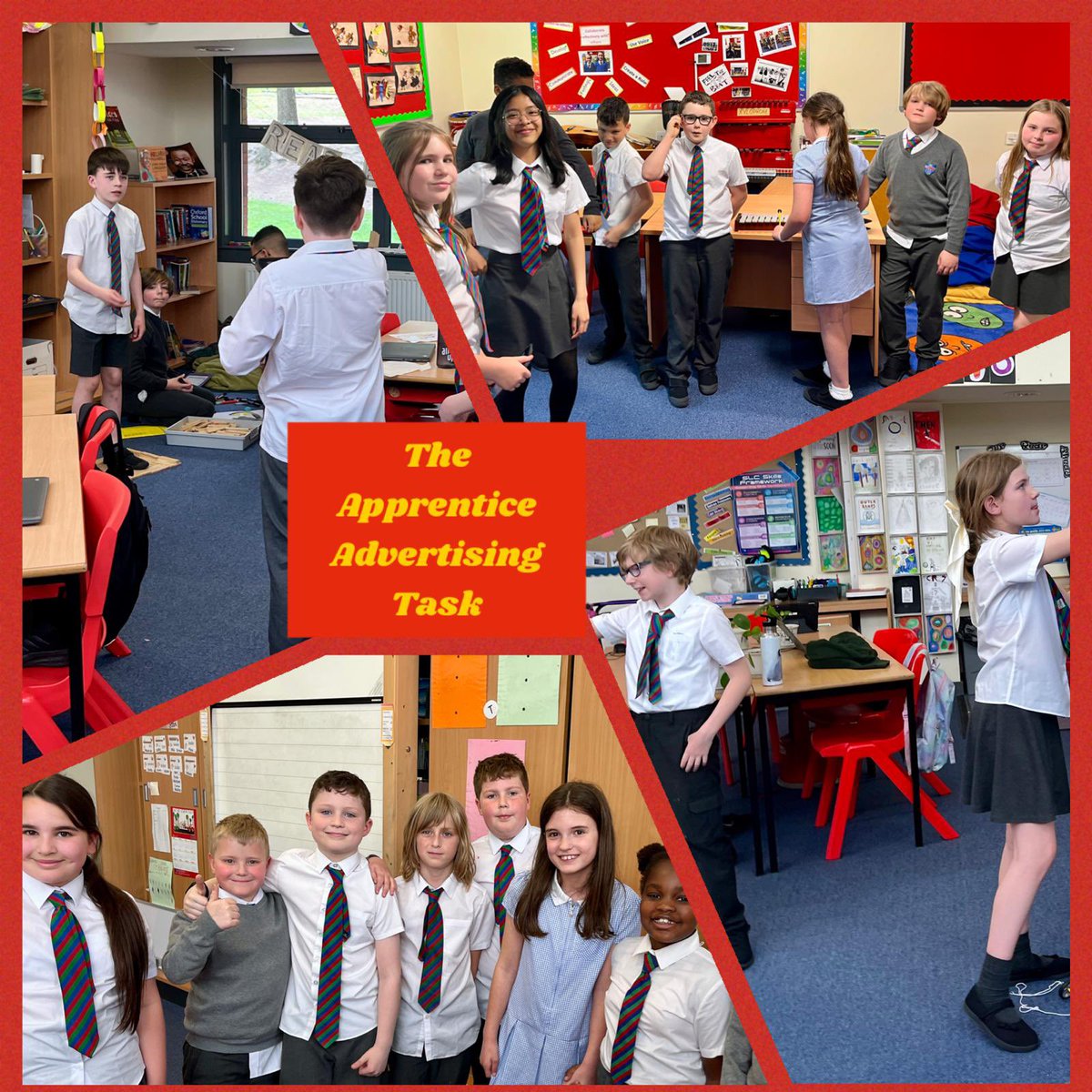 P6 children collaborated with P5 to help them create adverts using various mediums for The Apprentice task- Great team work! Taking turns, digital literacy, fulfilling a variety of roles, talking and listening, creating and more!