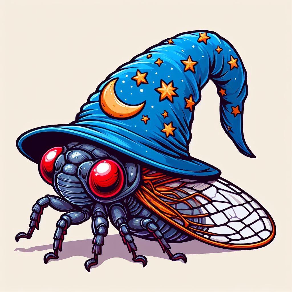 XdN's tweet image. See? They *can* be cute! #cicada #ai #breadclimp #wizard #cicadas2024