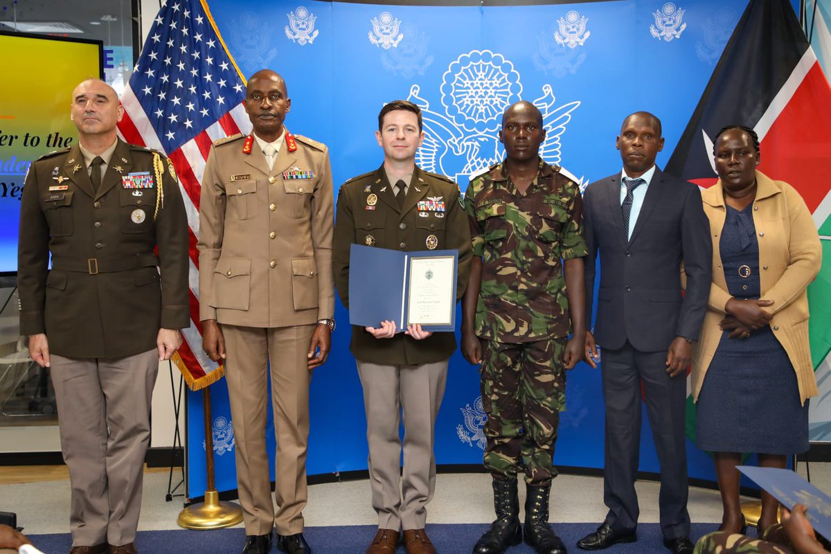 Hongera to the KDF cadets Denis Karanja Mwangi, Tracey Okoth, and Ivan Yegoh for your acceptance to @WestPoint_USMA, @AF_Academy, and @NavalAcademy! This great honor highlights the promising future of 🇺🇸🇰🇪security relations. @kdfinfo #USKEat60