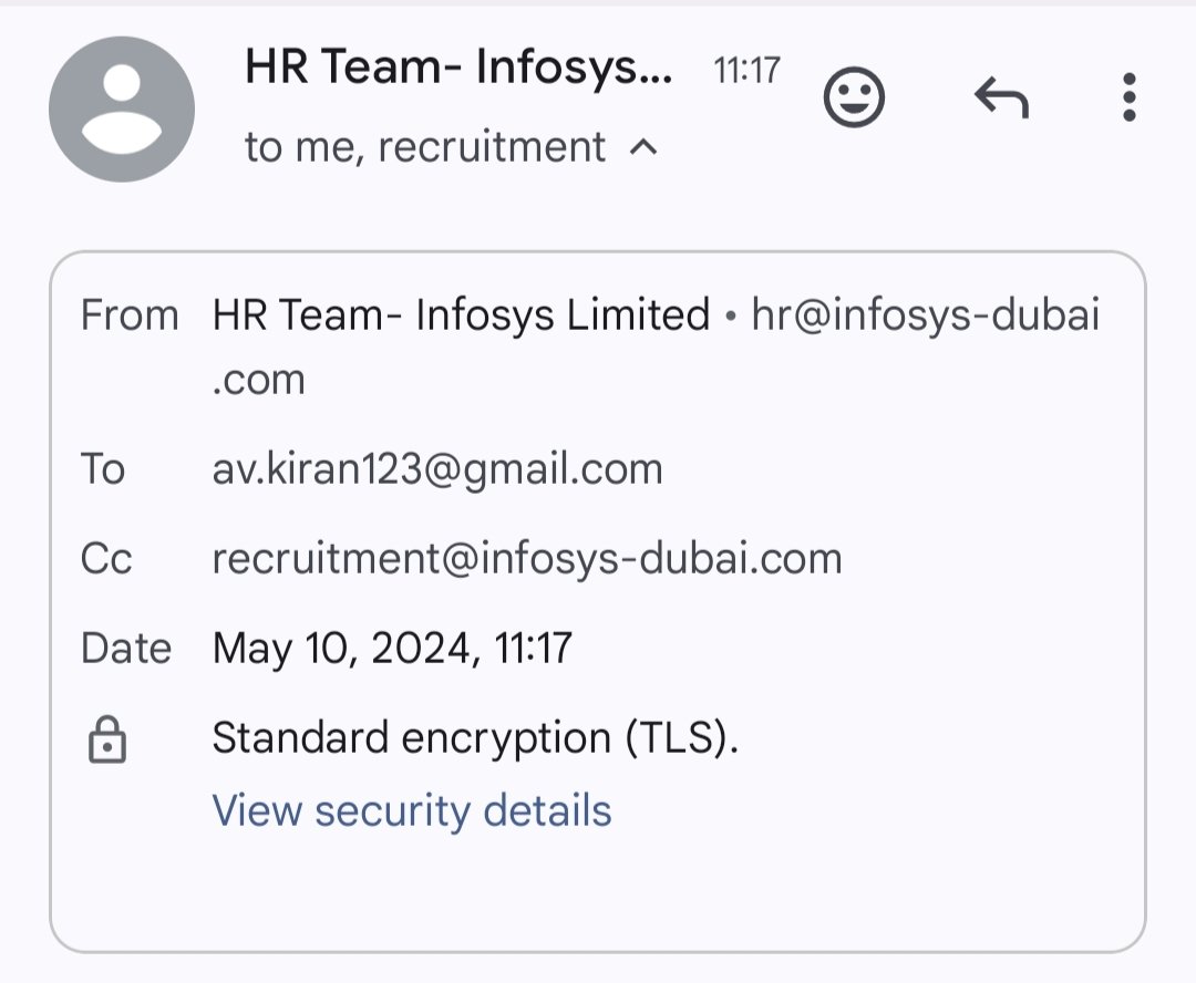 @infosys @InfosysCareers  can you please check and confirm below are official mail id of Infosys
