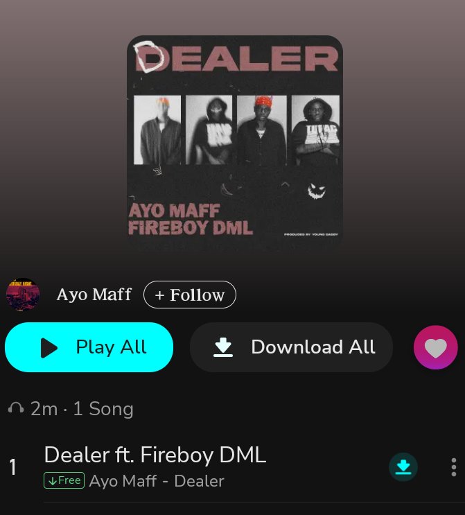 Ayo Maff x Fireboy DML's Dealer hits 2Million streams on Boomplay 🔥🚀
