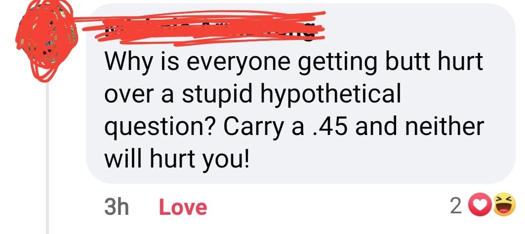 I finally caught up on the bear or a man in the woods scenario. 

The best response I found? Carry a .45 and neither will hurt you.
#2a #womenhunttoo #SecondAmendment #BearOrMan