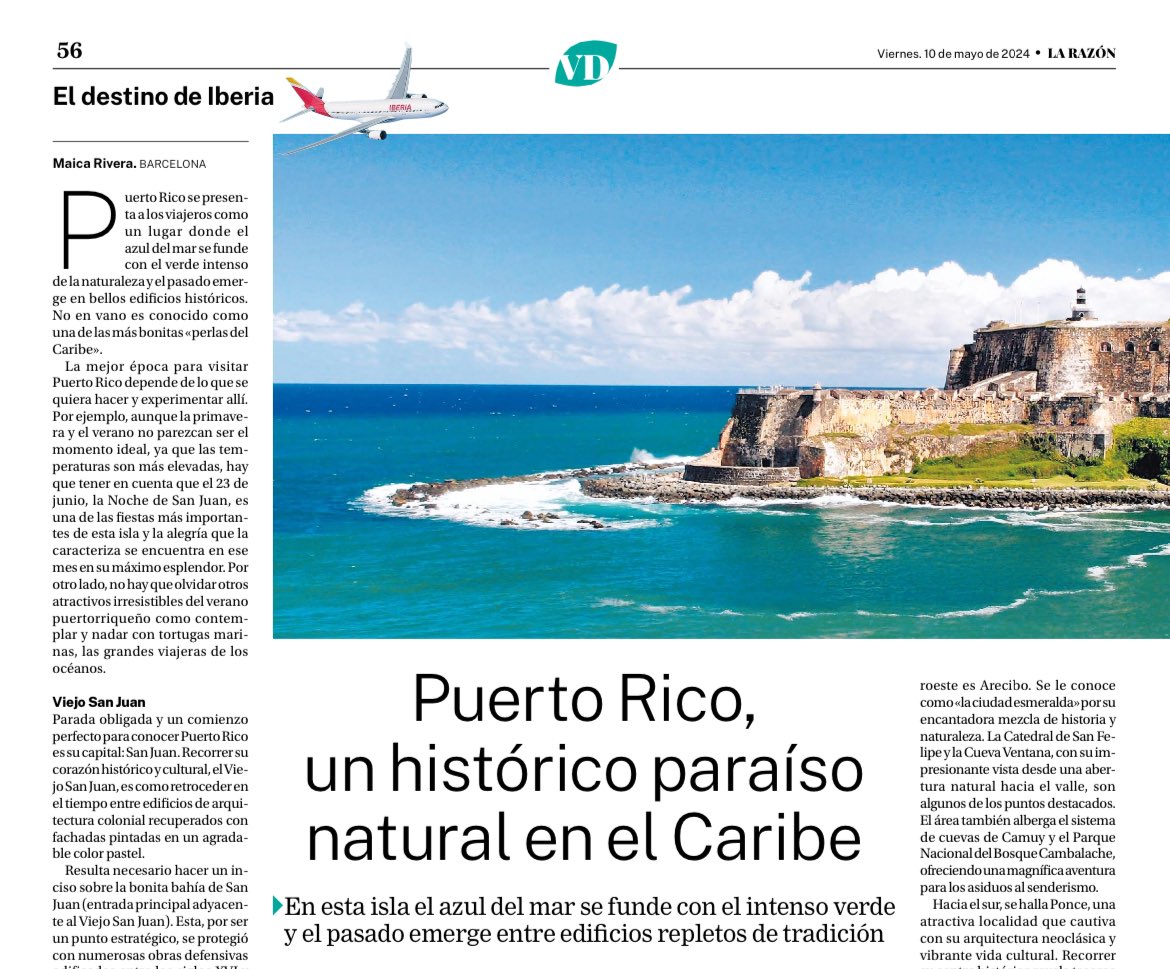 ¿Sabíais que #PuertoRico en verano tiene atractivos irresistibles 🤩? Hoy, ¡mi nuevo artículo ✍️ en @larazon_es ! *En edición impresa en los kioscos de prensa, y en edición digital en este link: ➡️ larazon.es/viajes/puerto-… #viajar ✈️