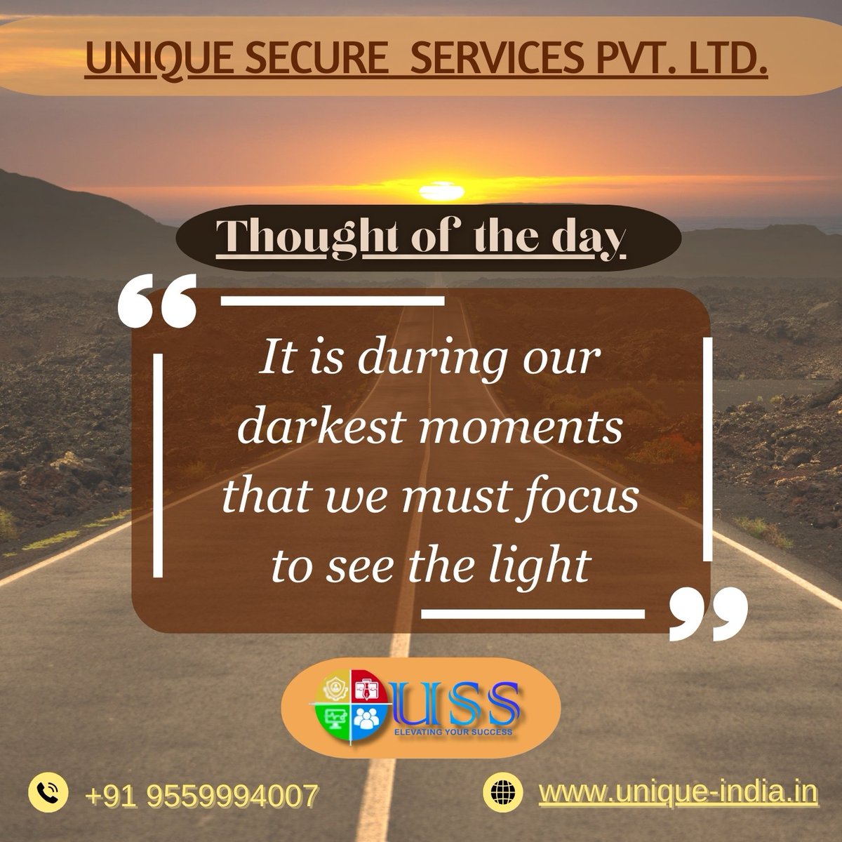 Darkness is just a dimmer switch on the light of possibility. Sharpen your focus and find your way out!
.
.
.
#usspl #ThoughtForTheDay  #FridayMotivation  #DarkestBeforeDawn #MotivationMonday #Resilience #FindYourLight
