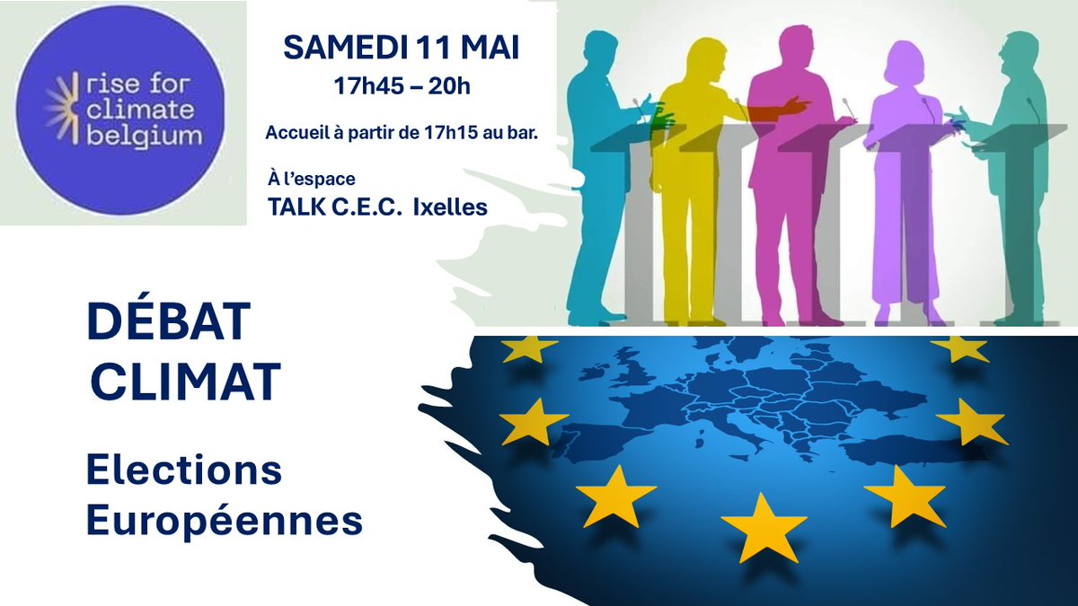 Débat climat européennes samedi 11 mai 18h avec Marc Botenga ( PTB) Saskia Bricmont ( ÉCOLO) Duygu Celik ( PS) Lucie Rousselle ( MR) Serge Lowagie ( Defi) Yvan Verougstraete ( Les Engagés) Denis Verstraeten ( Gauche anticapitaliste) Modérateur Vinz Kanté facebook.com/share/5uqgEkZV…