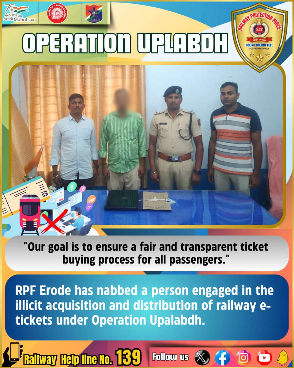 #operationupalabdh #RPF #RPFSR #Goodwork #Railways #southernrailways @RailMinIndia @RPF_INDIA @GMSRailway