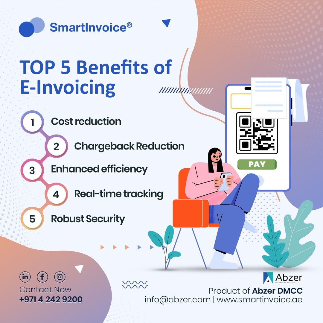 Top 5 Benefits of E-Invoicing...
.
.
Get in touch with us right away!
.
Visit for More Info : abzer.com/smart-invoice/
.
Email: info@abzer.com
.
WhatsApp : +971508185200

#einvoicing #einvoice #fintech #smartInvoice