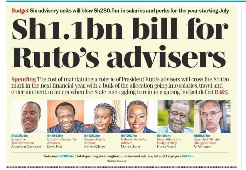 They give flood victims in Mathare 10k each, but they give David Ndii and his team of 5 one billion for entertainment, travel and other nonsense. Anybody who comes to vie again in the name of hustler or son of a nobody should never be allowed to vie in the first place.