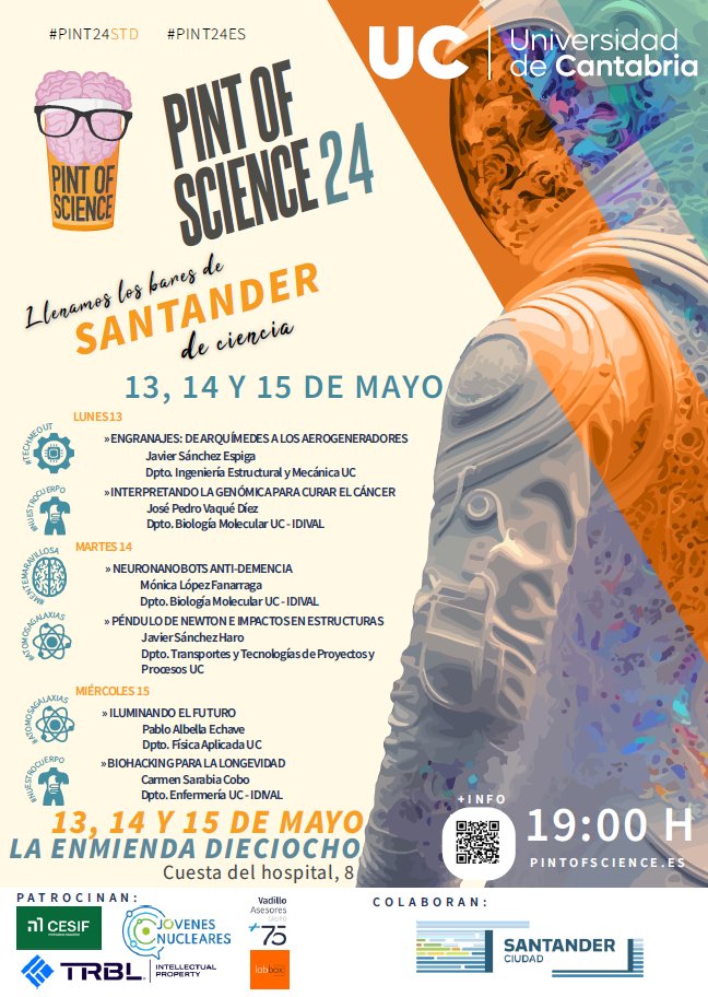 UCC+I Universidad de Cantabria (@ucdivulga) on Twitter photo Elige qué ver en <a href="/pintofscienceES/">Pint of Science ES</a>
Programación de charlas científicas de investigadores UC <a href="/unican/">Universidad de Cantabria</a> en #Santander :
🗓️13 14 15 mayo L M X
🕖19:00h
📍Bar La Enmienda Dieciocho (Cuesta del Hospital, 8) entrada gratuita ➕info: pintofscience.es
<a href="/pintsworld/">Pint of Science World</a> #PINT24STD Elige qué ver en <a href="/pintofscienceES/">Pint of Science ES</a>
Programación de charlas científicas de investigadores UC <a href="/unican/">Universidad de Cantabria</a> en #Santander :
🗓️13 14 15 mayo L M X
🕖19:00h
📍Bar La Enmienda Dieciocho (Cuesta del Hospital, 8) entrada gratuita ➕info: pintofscience.es
<a href="/pintsworld/">Pint of Science World</a> #PINT24STD