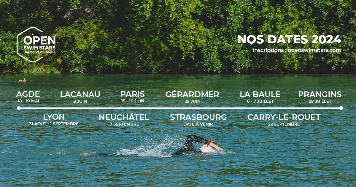 Dans 8 jours nous serons sur la plage de <a href="/AgdeOfficiel/">Ville d'Agde</a> pour lancer la 10e édition des Open Swim Stars <a href="/hmutuelle/">Harmonie Mutuelle</a>. Déjà plus de 20000 nageuses et nageurs de 6 à 82 ans auront nager de 500 m à 10 km dans une de nos épreuves. 9 dates cette année que nous vous invitons à découvrir.