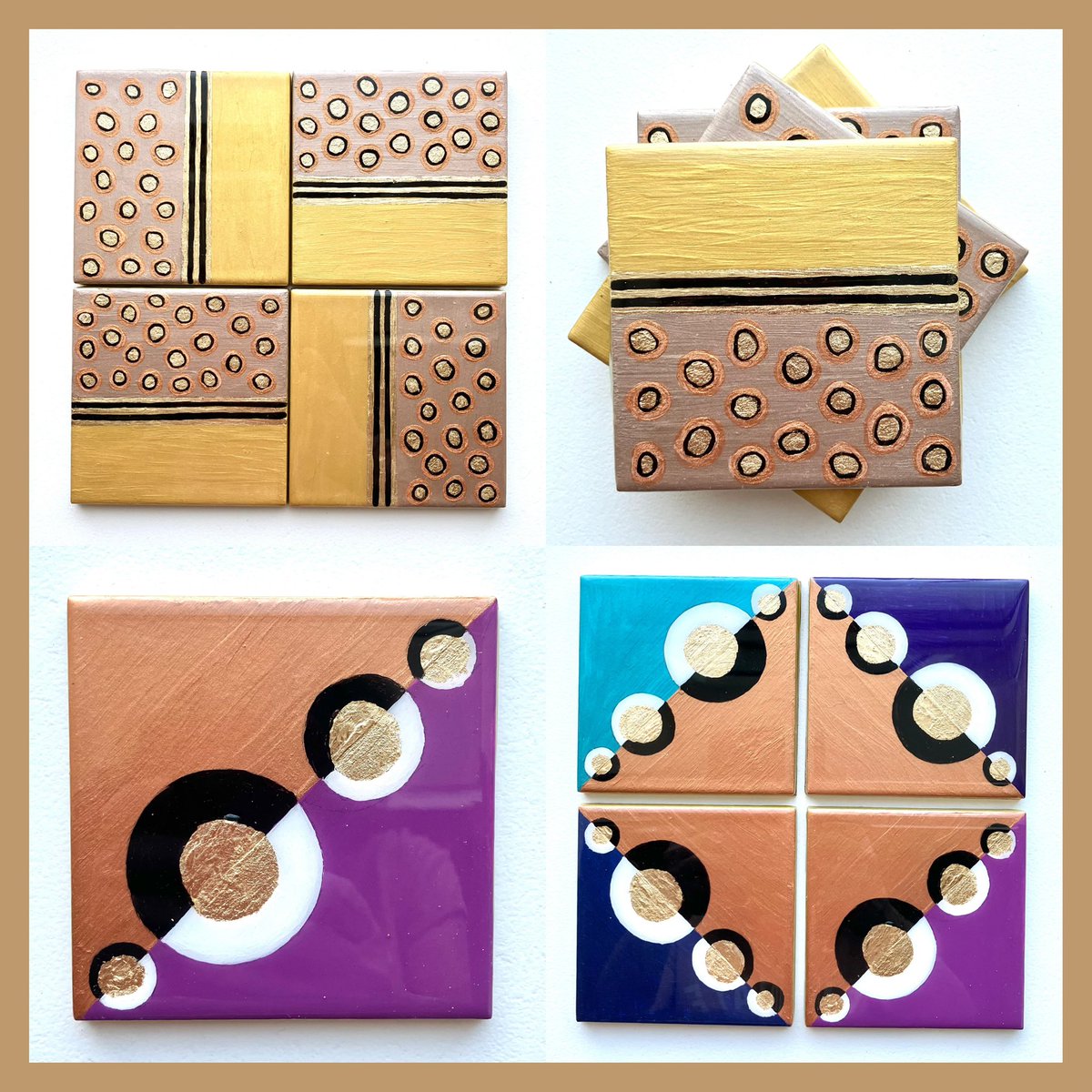 Excited to share these NEW hand painted coaster tiles, in a colourful retro design, with a resin top coat: muresindesigns.etsy.com #EarlyBiz #elevenseshour #craftbizparty #etsygifts #handpainted #resin #coasters