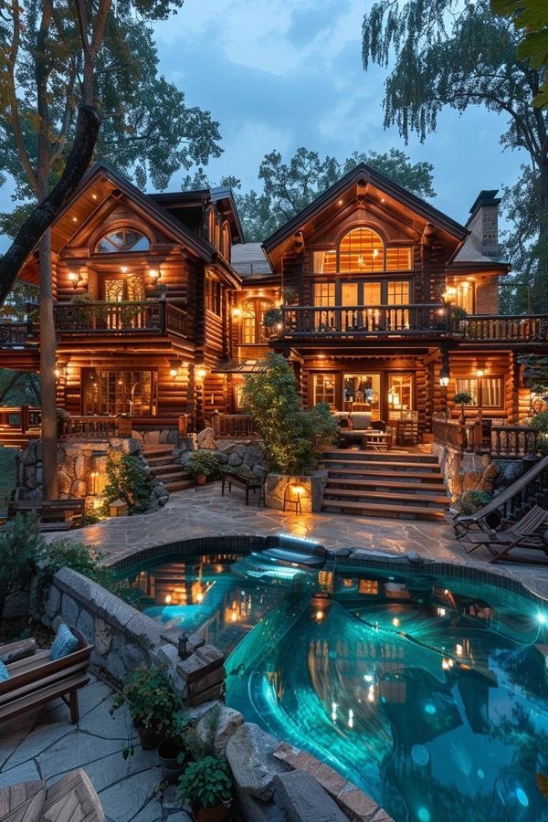 Log cabin.