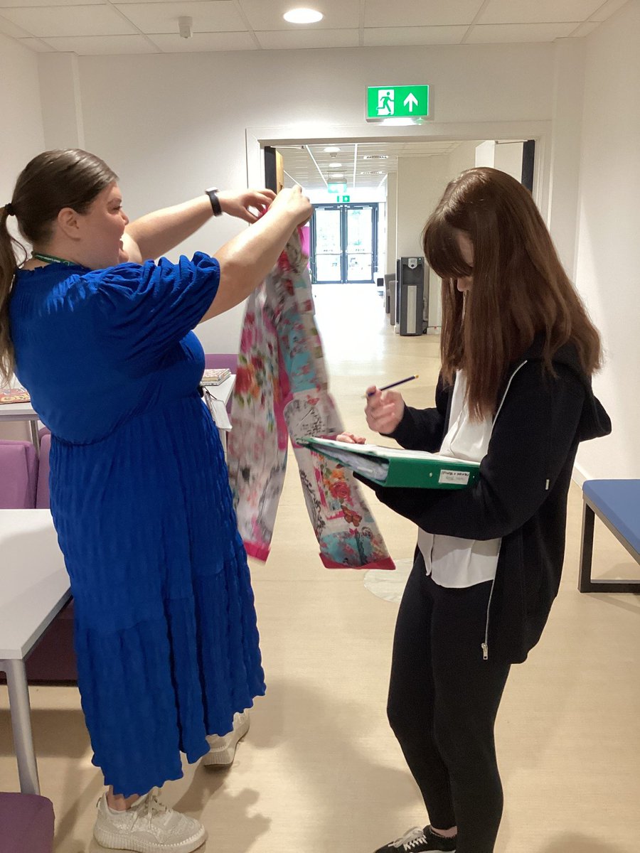 Learners in Fashion and Textiles conducting a sensory survey as part of their N4 Added Value Unit.  We are very proud of them having confidence talking to others, and for the hard work they put into completing their pyjamas. #confidentindividuals