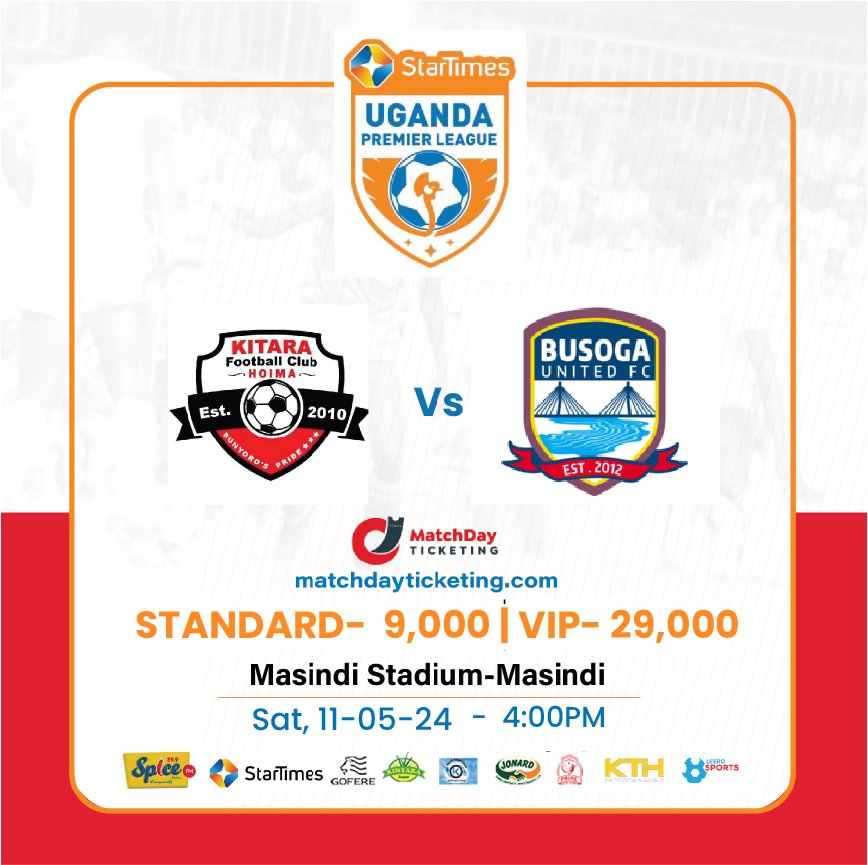MatchdayTicket6's tweet photo. Don't miss out on the thrilling action of #TheFinalBend of @UPL

Get your tickets now at https://t.co/8pLIvZCxRp and be part of the excitement as;
@Nec_Fc takes on @VipersSC, @KitarafcHoima battles @Busogautdfc, and @OfficialMaroons clash with @BrightStarsFC 

#MatchdayTicket https://t.co/p1hLDWRuwg