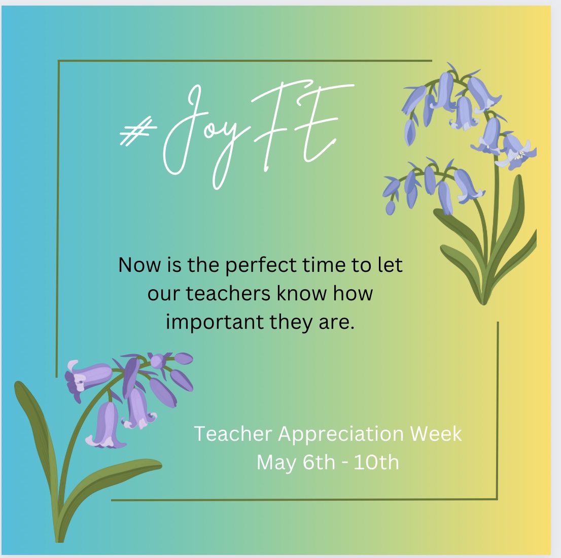 Today is the final chance to nominate someone for a special thank you from JoyFE

Don't miss out on showing gratitude to those who make a difference every day! 💛

#TeacherAppreciationWeek