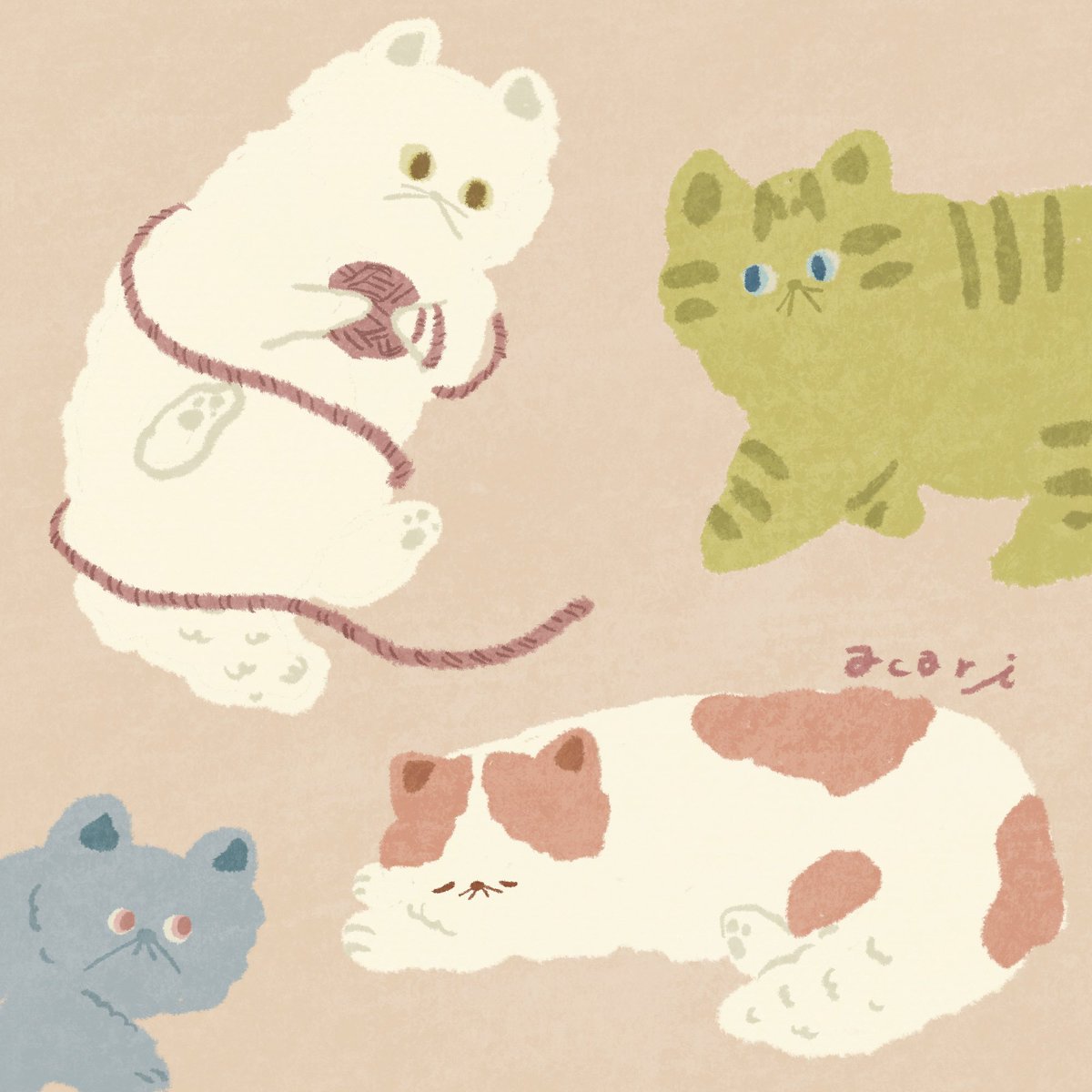 猫たちの集い🐈🐈‍⬛🧶

#毛糸 #cat #猫 #ねこ #イラスト #illustration #イラストレーター #ママイラストレーター