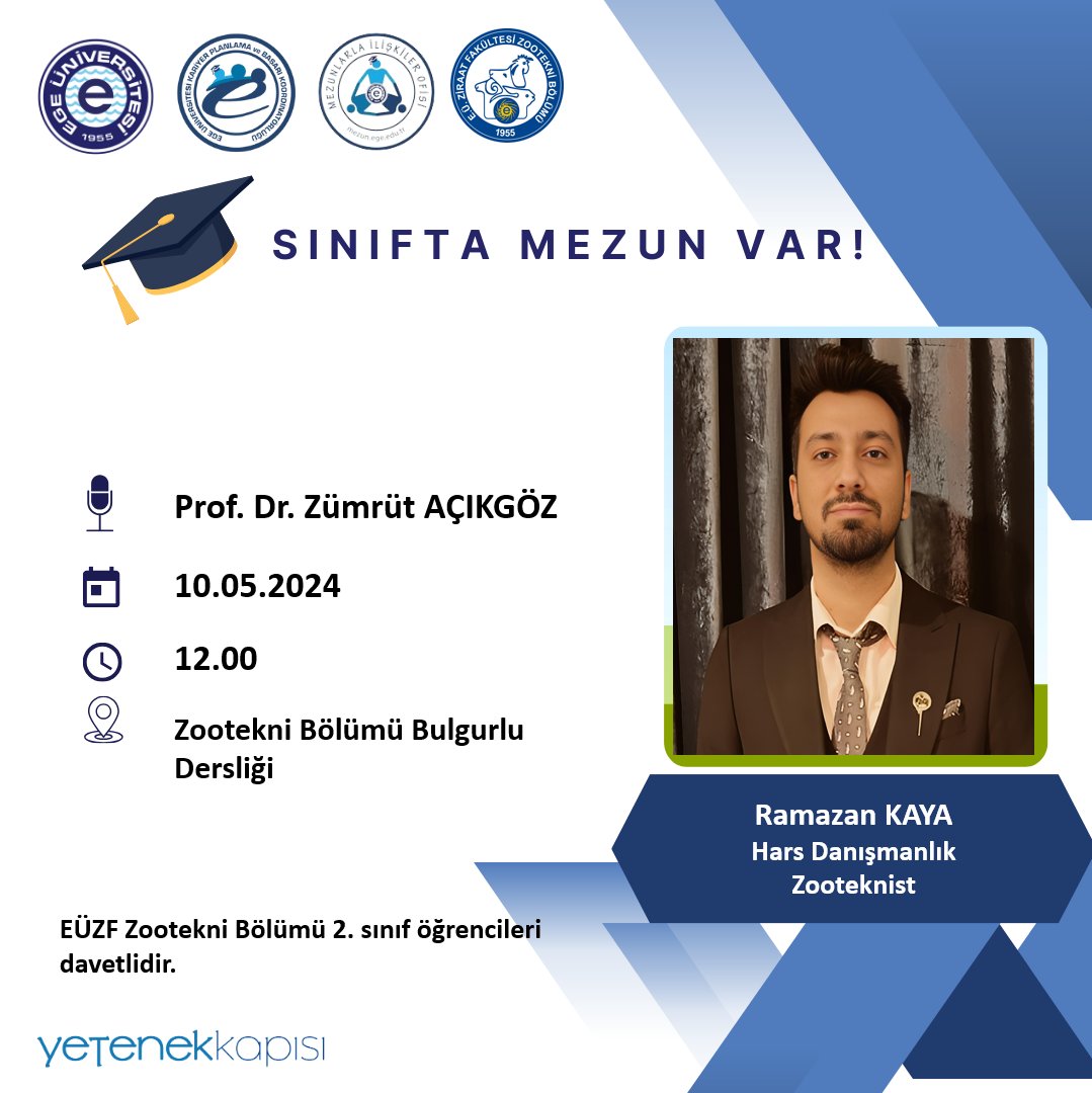 Mühendislik Fakültesi İnşaat Mühendisliği Bölümü ve Ziraat Fakültesi Zootekni Bölümü mezunları Sınıfta Mezun Var etkinliği kapsamında sınıflarımıza konuk oluyor.

<a href="/ProfNecdetBudak/">Prof.Dr.Necdet BUDAK</a>
<a href="/EgeMuhFak/">Ege Üniversitesi Mühendislik Fakültesi</a>
<a href="/egeziraat1955/">E.Ü. Ziraat Fakültesi</a>