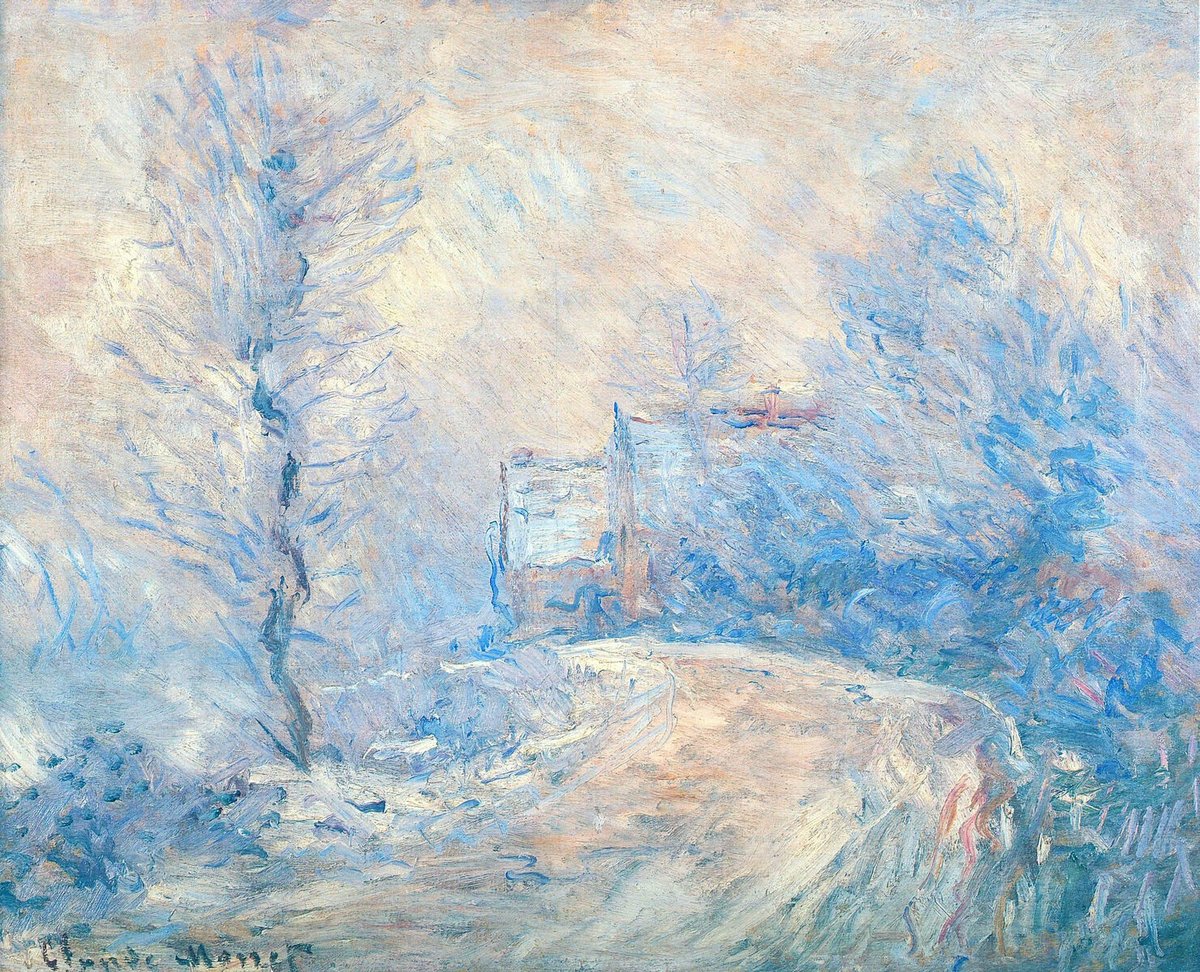 The Entrance to Giverny under the Snow, 1885 linktr.ee/monet_artbot