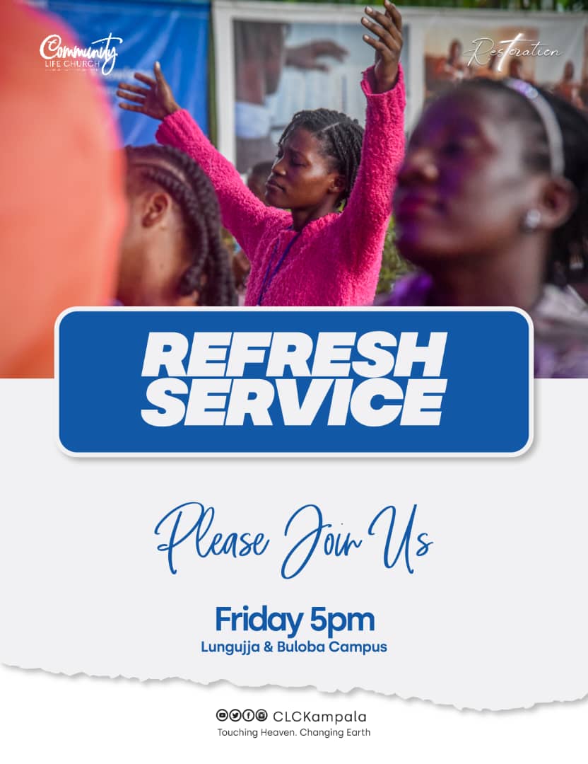 🤩🙏🏾 
Friday Means Refresh 🔄

 The King's table is full of all the refreshments that you need.

You only have to take your place and eat.

Join us today at 5PM and let's get refreshed in His presence.

#RefreshFridays
#CLCKampala