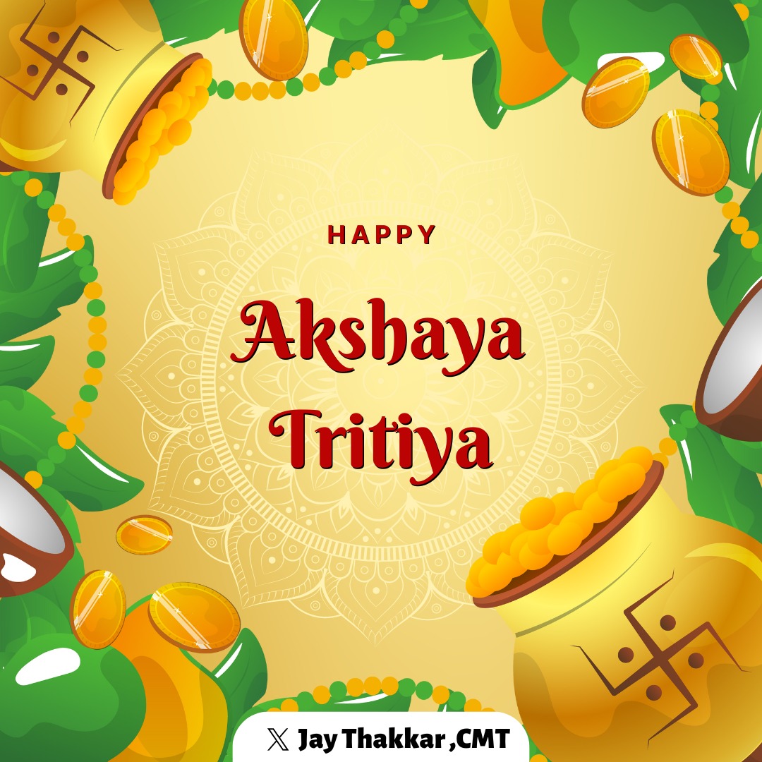 May Lord Vishnu bless you with wealth and prosperity on the occasion of Akshaya Tritiya. Wishing you a very happy and prosperous Akshaya Tritiya! #akshayatritiya2024 #Prosperity #AuspiciousDay #Blessings #Abundance #Celebration #Tradition #JoyfulMoments #AkshayTritiya