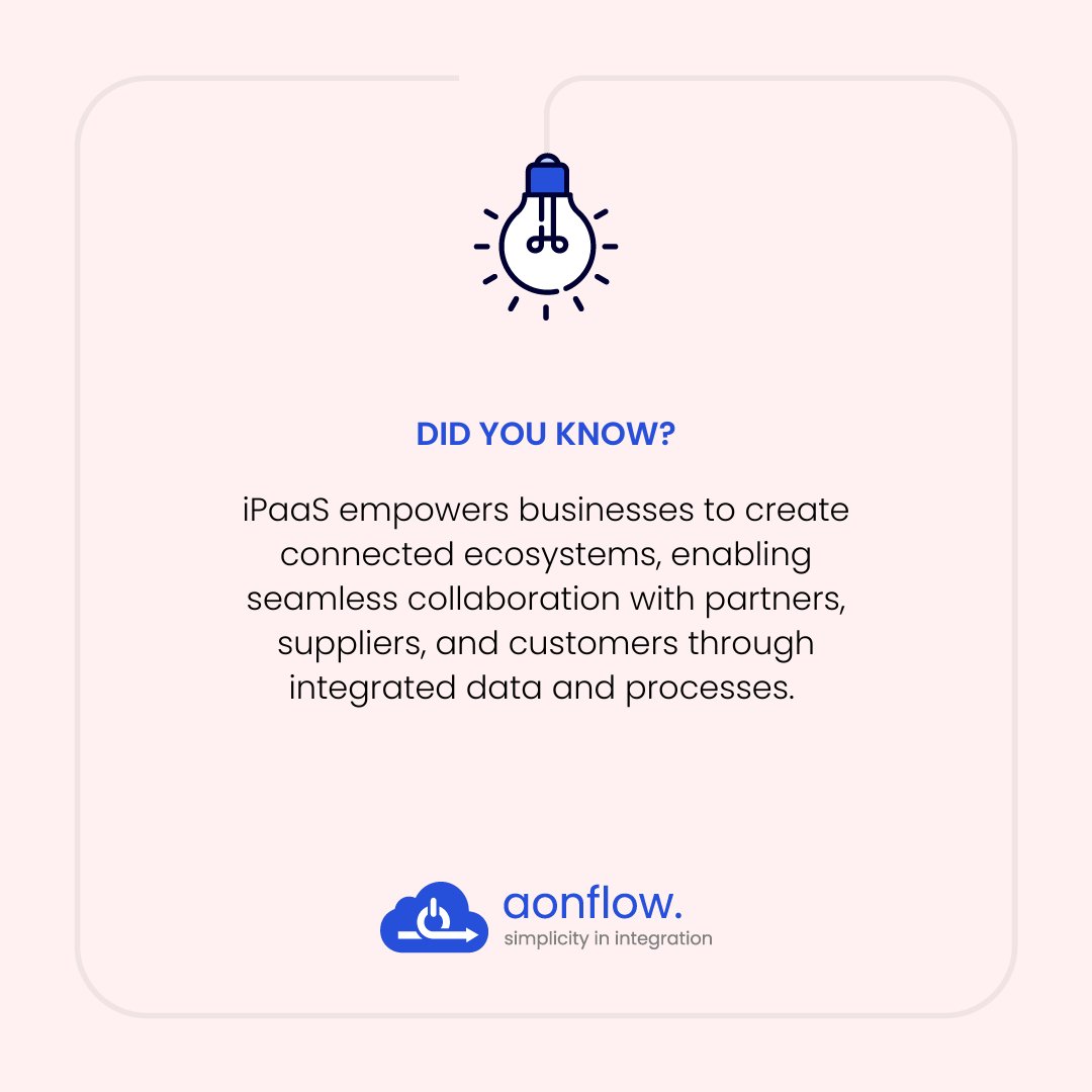 iPaaS empowers businesses to create connected ecosystems, enabling seamless collaboration with partners, suppliers, and customers through integrated data and processes. #ipaas #business #seamlesscollaboration #integrateddata