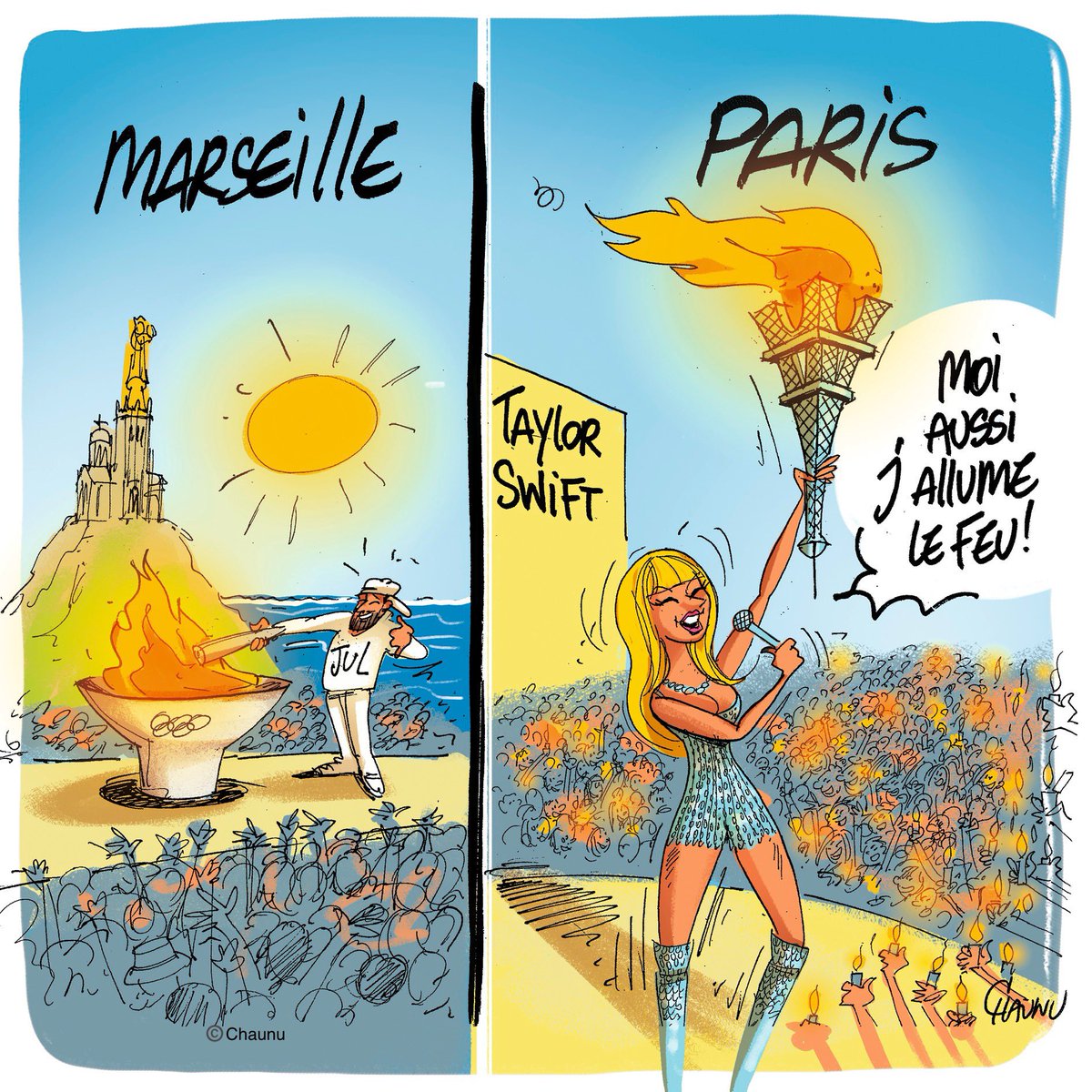 ✏️ #dessin du jour pour @unionardennais @taylorswift #taylorswift #Paris #marseille #flammeolympique #actu #dessindepresse
