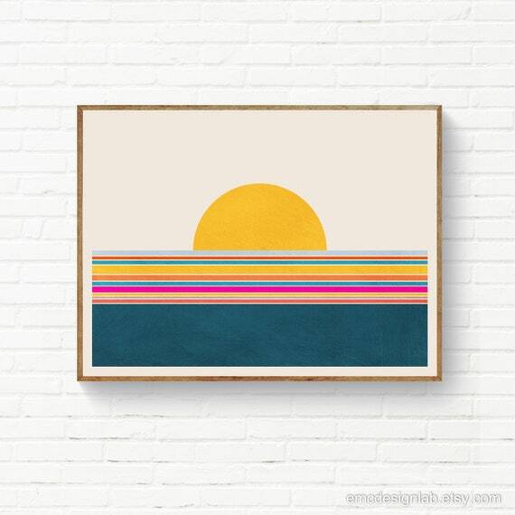 Minimal Modern Seascape Landscape, Horizontal Mid-Century Colorful Sunset Wall Art, Horizontal Wall Art Yellow Sun Blue Sea by EmcDesignLab #ModernDesign #AbstractArt #MidCenturyModern #InteriorDesign #ColorfulArtworks #AbstractPrints #ModernDecor 
ift.tt/4jvJ6PL