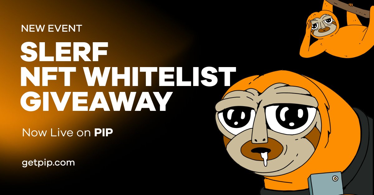 ⚡️#SlerfNFT Whitelist Giveaway ⚡️

We're offering 30 WL spots with the @Slerfsol 

📋How to Enter: 
✅Follow @getpipcom | @Slerfsol 
✅Fill in the form forms.gle/gomiLmN6ujciZU…
✅Repost this post