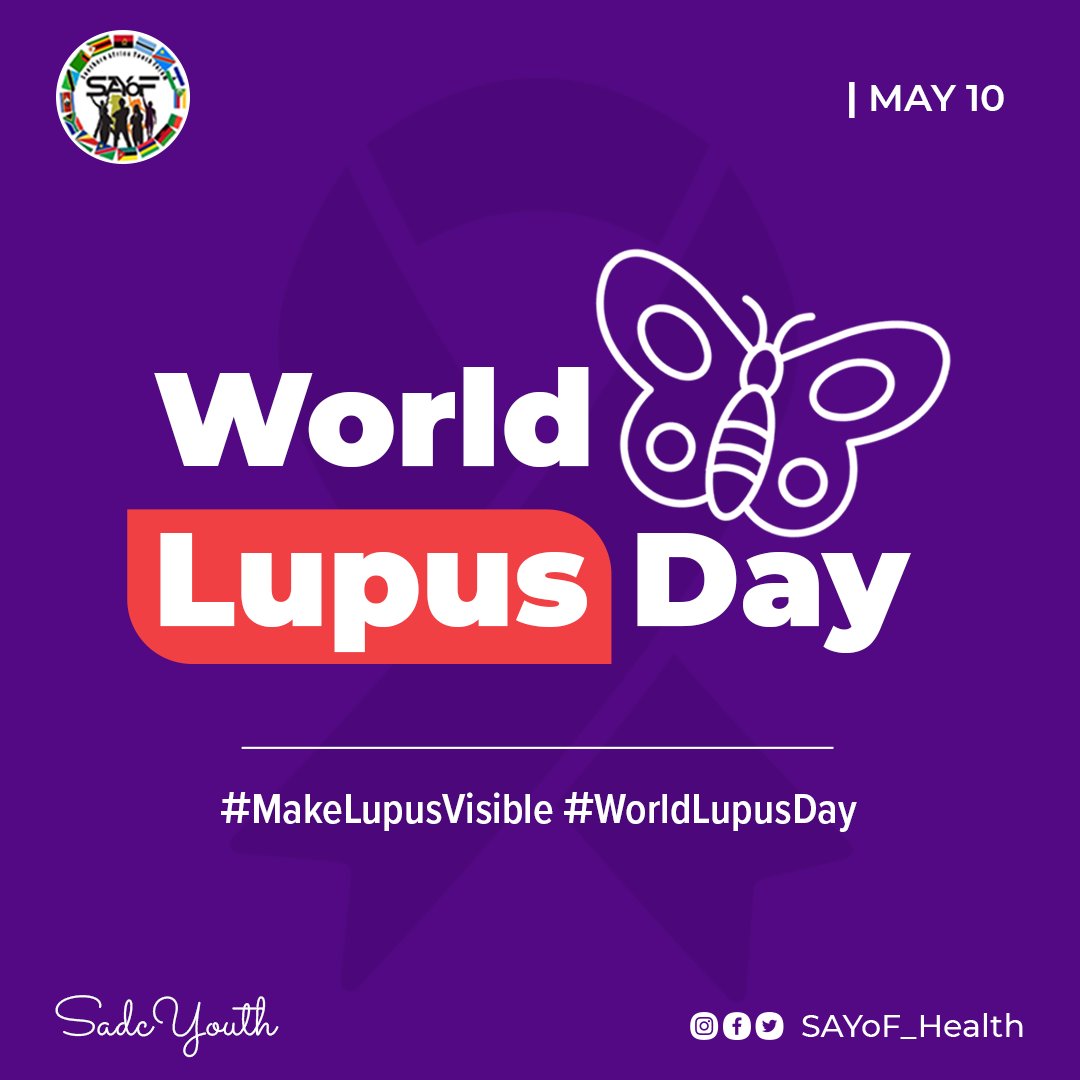 It's #WorldLupusDay! Let's shine a light on lupus awareness, support those living with lupus, and work towards better treatments. 💜💜 

#WorldLupusDay
#MakeLupusVisible
#SADCYouth