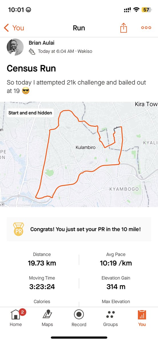 B.Aulai (@brianug2) on Twitter photo Baby class update: so I signed up for 21km <a href="/RwenzoriMarathn/">Tusker Lite Rwenzori Marathon</a> and today I attempted it and bailed out at 19km๐ the legs spoke and I heard them loud ๐ Baby class update: so I signed up for 21km <a href="/RwenzoriMarathn/">Tusker Lite Rwenzori Marathon</a> and today I attempted it and bailed out at 19km๐ the legs spoke and I heard them loud ๐